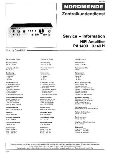 Nordmende hfe   pa 1400 service info de  Nordmende Audio PA 1400 hfe_nordmende_pa_1400_service_info_de.pdf