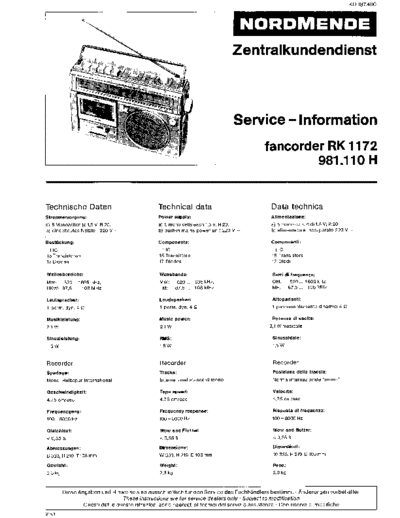 Nordmende nordmende fancorder rk 1172 981.110h sm  Nordmende Audio FANCORDER RK 1172 981.110H nordmende_fancorder_rk_1172_981.110h_sm.pdf