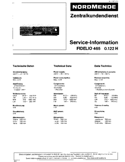 Nordmende fidelio 465 0.122h sm  Nordmende Audio FIDELIO 465 0.122H nordmende_fidelio_465_0.122h_sm.pdf