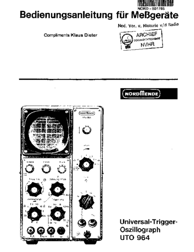 Nordmende Nordmende UTO964 Oszillograph Oscilloscope  Nordmende Meet app UTO964 Nordmende_UTO964_Oszillograph_Oscilloscope.pdf