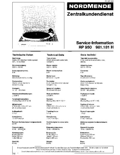 Nordmende nordmende rp 950 sm  Nordmende Audio RP 950 nordmende_rp_950_sm.pdf