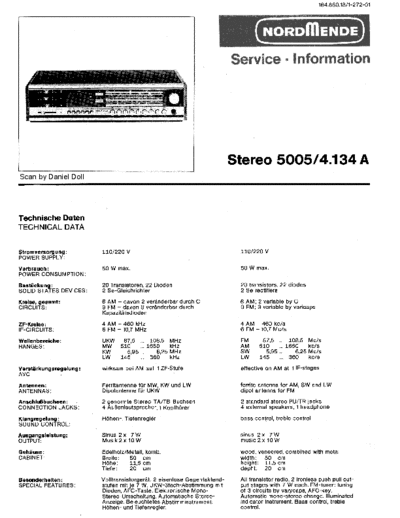 Nordmende hfe   stereo 5005 service info en de  Nordmende Audio Stereo 5005 hfe_nordmende_stereo_5005_service_info_en_de.pdf