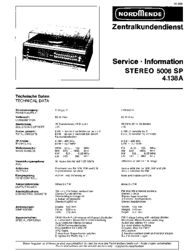 Nordmende nordmende stereo 5006 sp 4.138 sm  Nordmende Audio Stereo 5006 SP 4.138 nordmende_stereo_5006_sp_4.138_sm.pdf