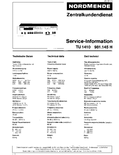 Nordmende tu 1410 sm  Nordmende Audio TU 1410 nordmende_tu_1410_sm.pdf