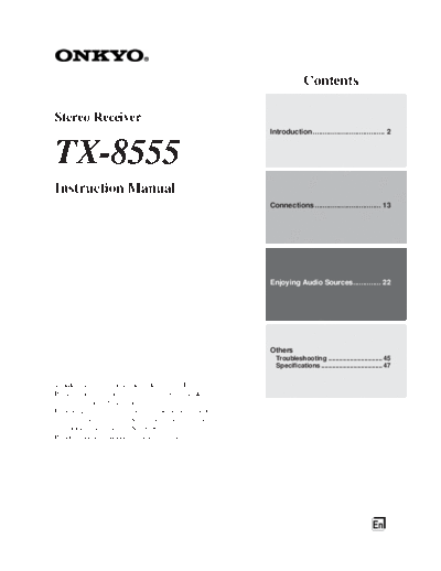 ONKYO FRPXJIWPJBNS  ONKYO Audio TX-8555 FRPXJIWPJBNS.PDF