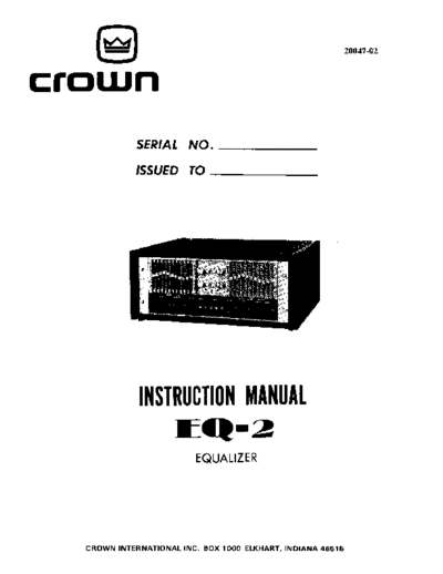 CROWN hfe   eq-2 en  CROWN Audio EQ-2 hfe_crown_eq-2_en.pdf
