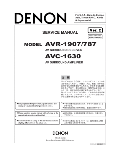 DENON Denon AVR-1907 Service V02  DENON Audio AVR-1907 Denon AVR-1907 Service V02.pdf