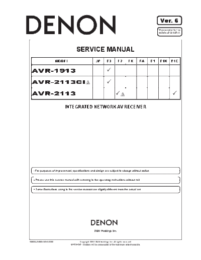 DENON AVR1913E3 AVR2113ALL SM V06  DENON Audio AVR-1913 AVR1913E3_AVR2113ALL_SM_V06.pdf