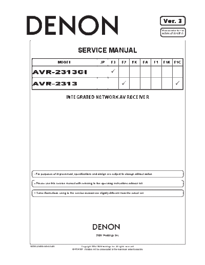 DENON AVR2313CIE3 SM V03  DENON Audio AVR-2313 AVR2313CIE3_SM_V03.pdf