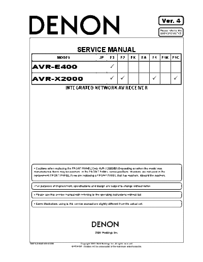 DENON AVRE400E3 AVRX2000ALL SM V04 (1)  DENON Audio AVR-X2000 AVRE400E3_AVRX2000ALL_SM_V04 (1).pdf