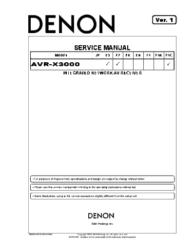 DENON AVRX3000ALL SM V01  DENON Audio AVR-X3000 AVRX3000ALL_SM_V01.pdf