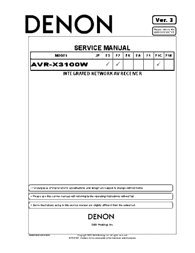 DENON AVR-X3100W ALL SM V03  DENON Audio AVR-X3100W AVR-X3100W_ALL_SM_V03.pdf