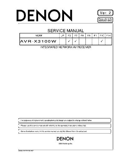 DENON hfe   avr-x3100w v2 service en  DENON Audio AVR-X3100W hfe_denon_avr-x3100w_v2_service_en.pdf