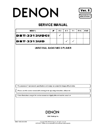 DENON DBT3313UDALL SM V05  DENON DVD DBT-3313UD DBT3313UDALL_SM_V05.pdf