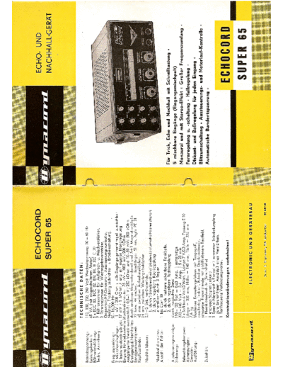 DYNACORD Echocord Super 65 - Only front and rearpage (01-1968)  DYNACORD Audio Echocord Super 65 Echocord Super 65 - Only front and rearpage (01-1968).pdf