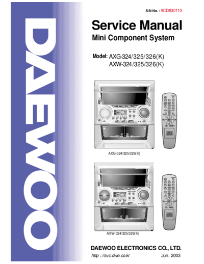 Daewoo AXG-324 AXG-325 AXG-326 AXW-324 AXW-325 AXW-326 Full  Daewoo Audio AXW-324 AXW-325 AXW-326 DAEWOO_AXG-324_AXG-325_AXG-326_AXW-324_AXW-325_AXW-326_Full.pdf