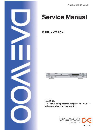 Daewoo dm-k40 esm 207  Daewoo DVD DM-K40 dm-k40_esm_207.pdf