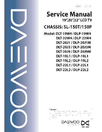 Daewoo daewoo-service-sl-150t-sl-150p-101002144759-phpapp01  Daewoo LCD DLP-22W4 daewoo-service-sl-150t-sl-150p-101002144759-phpapp01.pdf