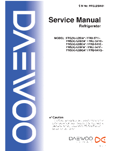 Daewoo FRSU20DAV  Daewoo Refrigerator FRS-U20DAV FRSU20DAV.pdf