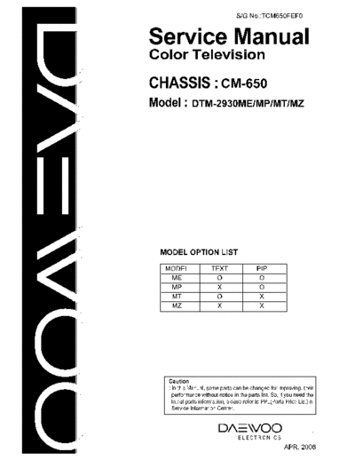 Daewoo Daewoo DTM-2930ME CM-650 chassis  Daewoo TV DTM-2930ME  chassis CM-650 Daewoo_DTM-2930ME_CM-650_chassis.pdf