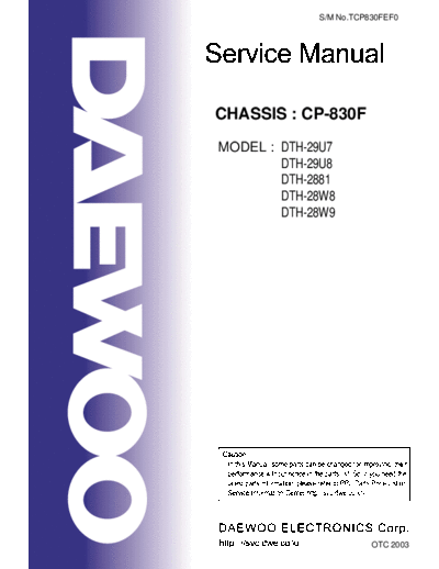 Daewoo CP-830F  Daewoo TV DTH-28W9 CP-830F.pdf