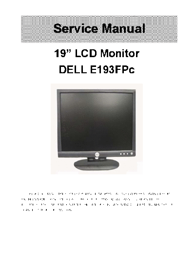 Dell E193FPcServiceManualA06  Dell Monitor E193FPc E193FPcServiceManualA06.pdf