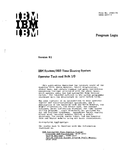 IBM GY28-2047-4 Time Sharing System Operator Task and Bulk IO PLM Sep71  IBM 360 tss GY28-2047-4_Time_Sharing_System_Operator_Task_and_Bulk_IO_PLM_Sep71.pdf