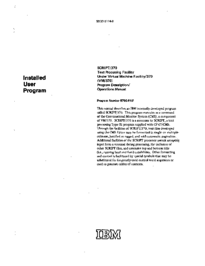 IBM SH20-1114-0 SCRIPT 370 Text Processing Facility Nov72  IBM 370 CMS SH20-1114-0_SCRIPT_370_Text_Processing_Facility_Nov72.pdf