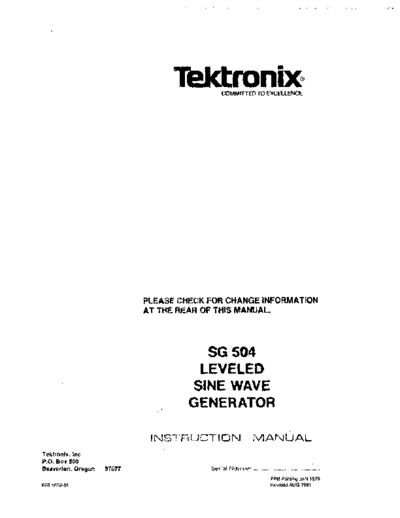 Tektronix TEK SG 504 INSTRUCT  Tektronix TEK SG 504 INSTRUCT.pdf
