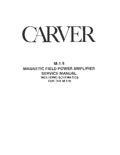 CARVER hfe   m 1-5 service en low res  . Rare and Ancient Equipment CARVER M-1.5 hfe_carver_m_1-5_service_en_low_res.pdf
