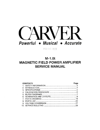 CARVER Carver M-1.0T  . Rare and Ancient Equipment CARVER M-1.0T Carver M-1.0T.pdf