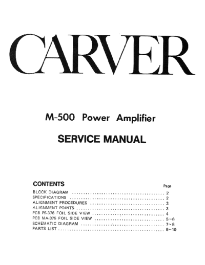 CARVER hfe carver m-500 service  . Rare and Ancient Equipment CARVER M-500 hfe_carver_m-500_service.pdf