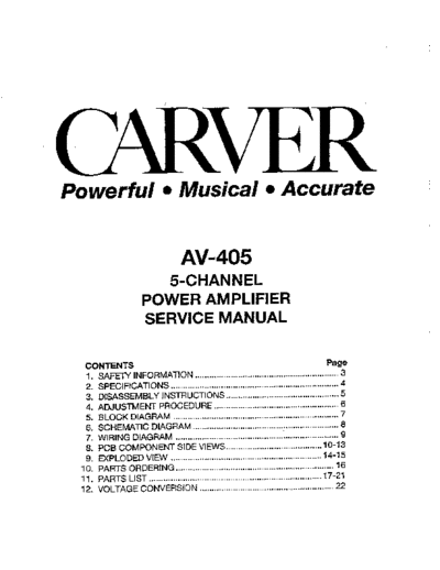 CARVER hfe   av-405 service en  . Rare and Ancient Equipment CARVER AV-405 hfe_carver_av-405_service_en.pdf
