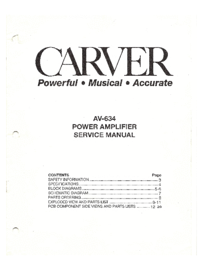 CARVER hfe carver av-634 service en  . Rare and Ancient Equipment CARVER AV-634 hfe_carver_av-634_service_en.pdf