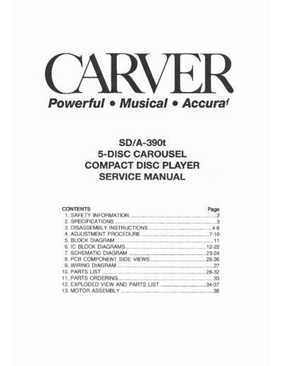 CARVER hfe carver sda-390t service en  . Rare and Ancient Equipment CARVER SDA-390t hfe_carver_sda-390t_service_en.pdf