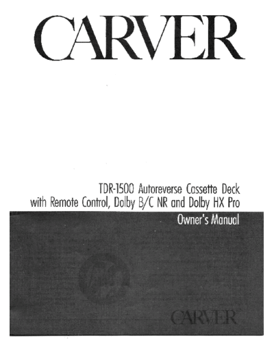 CARVER hfe   tdr-1500 en  . Rare and Ancient Equipment CARVER TDR-1500 hfe_carver_tdr-1500_en.pdf