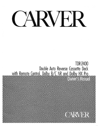 CARVER hfe   tdr-2400 en  . Rare and Ancient Equipment CARVER TDR-2400 hfe_carver_tdr-2400_en.pdf