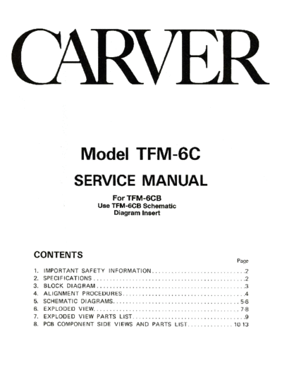 CARVER hfe carver tfm-6c 6cb service en  . Rare and Ancient Equipment CARVER TFM-6C hfe_carver_tfm-6c_6cb_service_en.pdf
