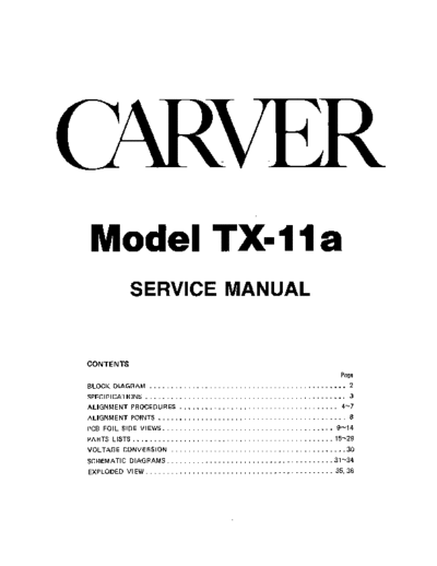 CARVER TX-11-A service manual  . Rare and Ancient Equipment CARVER TX-11A Carver_TX-11-A_service_manual.pdf