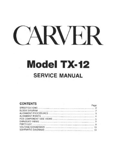 CARVER Carver TX-12 sm  . Rare and Ancient Equipment CARVER TX-12 Carver_TX-12_sm.pdf