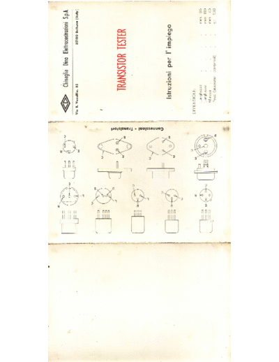 CHINAGLIA Chinaglia Dino Transistor Tester SM  . Rare and Ancient Equipment CHINAGLIA Dino Chinaglia_Dino_Transistor_Tester_SM.pdf