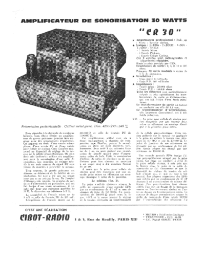 CIBOT RADIO ampli cr30  . Rare and Ancient Equipment CIBOT RADIO CR 30 ampli cr30.pdf