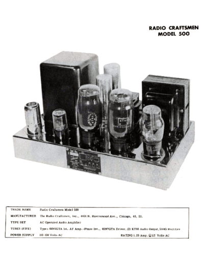 CRAFTSMEN 500 sch info  . Rare and Ancient Equipment CRAFTSMEN 500 Craftsmen_500_sch_info.pdf