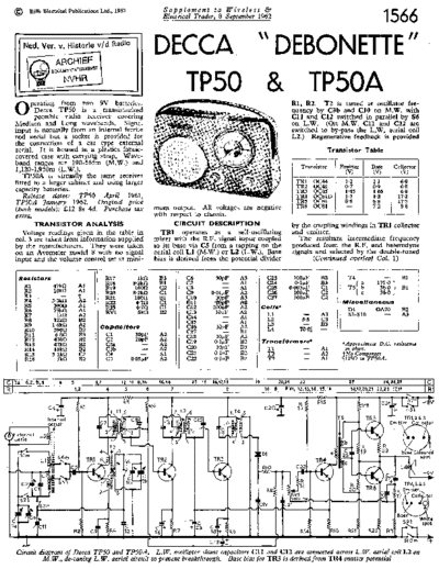 DECCA (GB) Decca TP50  . Rare and Ancient Equipment DECCA (GB) TP50 Debonette Decca_TP50.pdf