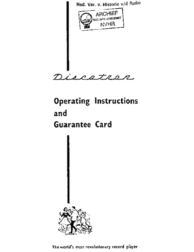 DISCATRON (GB) Discatron Discatron usr  . Rare and Ancient Equipment DISCATRON (GB) Discatron DeLuxe Discatron_Discatron_usr.pdf