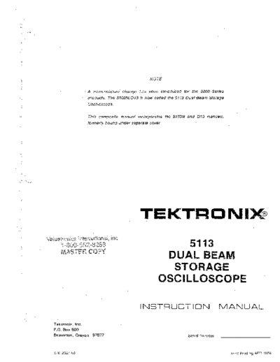 Tektronix TEK 5113 Operation Only  Tektronix TEK 5113 Operation Only.pdf