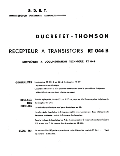 DUCRETET THOMSON rt 044 b  . Rare and Ancient Equipment DUCRETET THOMSON RT044b rt 044 b.pdf