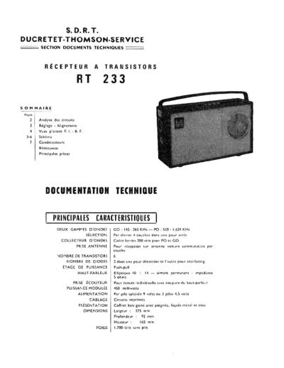 DUCRETET THOMSON rt 233  . Rare and Ancient Equipment DUCRETET THOMSON RT233 rt 233.pdf