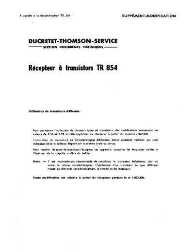 DUCRETET THOMSON tr 854  . Rare and Ancient Equipment DUCRETET THOMSON TR854 tr 854.pdf