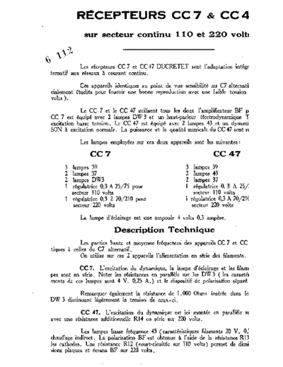 DUCRETET THOMSON cc 7  . Rare and Ancient Equipment DUCRETET THOMSON CC7-CC47 cc 7.pdf